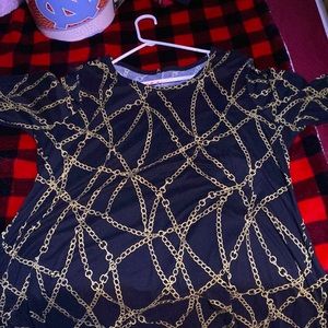 large black gold chain dress